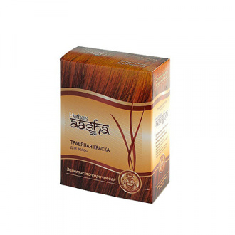 Aasha Herbals, Травяная краска для волос, золотисто-коричневый, 6х10 г