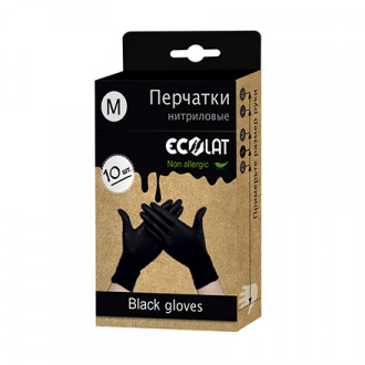 EcoLat, Перчатки нитриловые, черные, размер M, 10 шт.