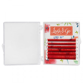 Lash&Go, Ресницы на ленте 0,7/8-13 мм, D-изгиб, красные