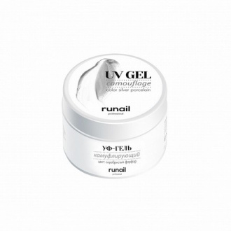 ruNail, Камуфлирующий UV-гель, серебристый фарфор, 15 г