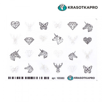 KrasotkaPro, 3D-стикер для ногтей «Животные. Звери», белый