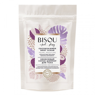 Bisou, Кокосовый скраб-шиммер для тела «Жемчужное увлажнение», 200 г