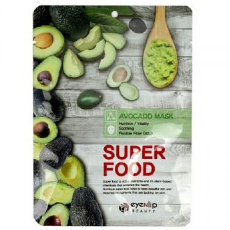 Набор, Eyenlip, Тканевая маска Super Food, с экстрактом авокадо, 23 мл, 4 шт.