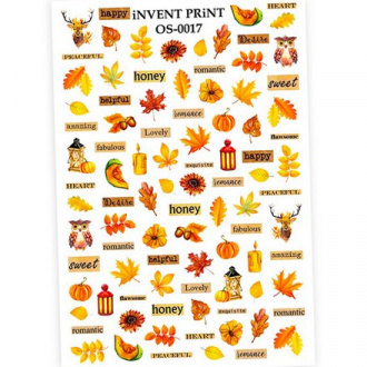 iNVENT PRiNT, Слайдер-дизайн «Осень. Надписи. Веточки. Листья» №OS-17