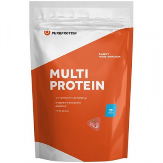 Pureprotein, Мультикомпонентный протеин «Клубника со сливками», 1 кг