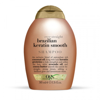 OGX, Шампунь разглаживающий для укрепления волос Бразильский Кератин Ever Straight Brazilian Keratin Smooth Shampoo, 385 мл