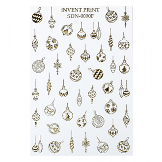 iNVENT PRiNT, Слайдер-дизайн «Новый год. Зима. Золотые игрушки. Украшения» №SDNF-90
