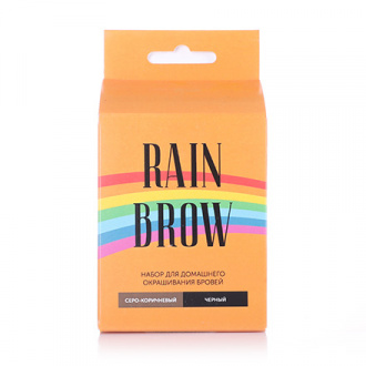 RainBrow, Набор для окрашивания бровей, черный и серо-коричневый