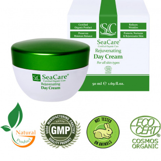 SeaCare, Органический омолаживающий дневной крем для лица с гиалуроновой кислотой, витамином E и маслами, 50 мл Reguvenating