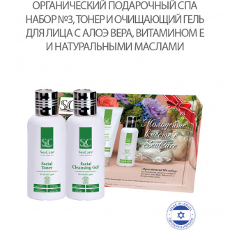 SeaCare, Органический подарочный СПА набор №3, тонер и очищающий гель для лица с алоэ вера и маслами Spa Organic