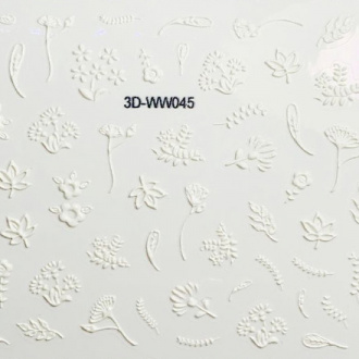 Anna Tkacheva, 3D-стикер №045 «Цветы. Листья», белый