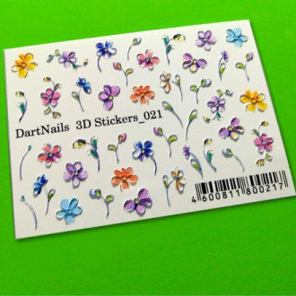 DartNails, 3D-стикер «Цветы микс» №021