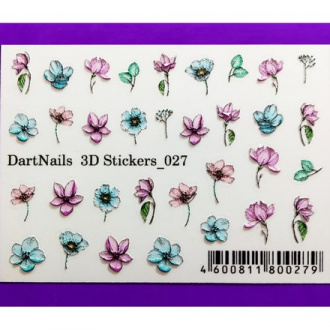 DartNails, 3D-стикер «Цветы микс» №027