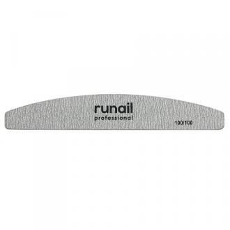 ruNail, Пилка для искусственных ногтей Premium, серая, полукруглая, 100/100