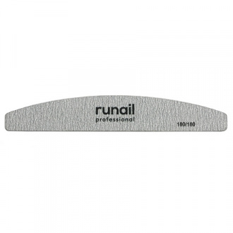 ruNail, Пилка для искусственных ногтей Premium, серая, полукруглая, 180/180