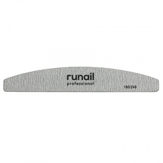 ruNail, Пилка для искусственных ногтей Premium, серая, полукруглая, 180/240