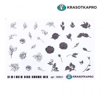 KrasotkaPro, 3D-стикер для ногтей «Цветы. Веточки»