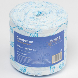 White line, Салфетки в рулоне 20x20 см, голубой спанлейс, 100 шт.