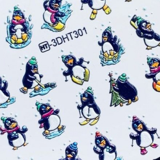 Набор, Anna Tkacheva, 3D слайдер HT №301 «Пингвины. Новый год», 3 шт.