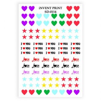 Набор, iNVENT PRiNT, Слайдер-дизайн «Любовь. Сердце. Love» №SD-114, 3 шт.