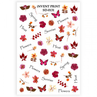 Набор, iNVENT PRiNT, Слайдер-дизайн «Цветы. Бабочки. Листья. Веточки» №SD-131, 3 шт.