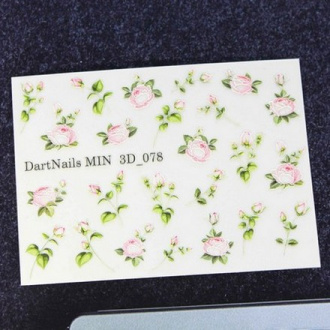 Набор, DartNails, 3D-слайдер «Цветы» №078, 3 шт.