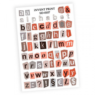 Набор, iNVENT PRiNT, Слайдер-дизайн «Буквы. Знаки» №SD-107, 3 шт.