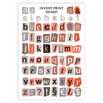 Набор, iNVENT PRiNT, Слайдер-дизайн «Буквы. Знаки» №SD-107, 3 шт.