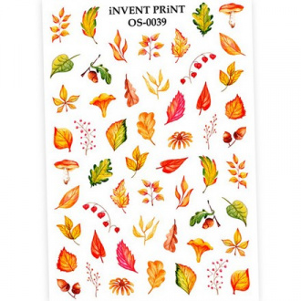 Набор, iNVENT PRiNT, Слайдер-дизайн «Осень. Веточки. Листья» №OS-39, 3 шт.