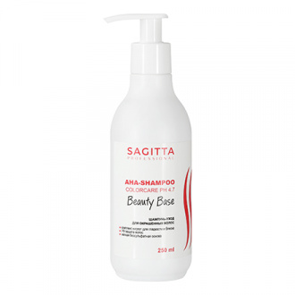 Sagitta, Шампунь-уход для окрашенных волос Beauty Base AHA-Shampoo Color Care pH 4.7, 250 мл