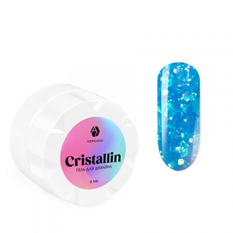 ADRICOCO, Гель для дизайна Cristallin №02, Голубой кристалл