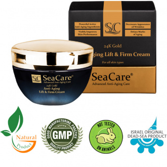 SeaCare, Антивозрастной подтягивающий и повышающий упругость крем с реноваж, золотом и витамином Е, 50 мл 24K Gold