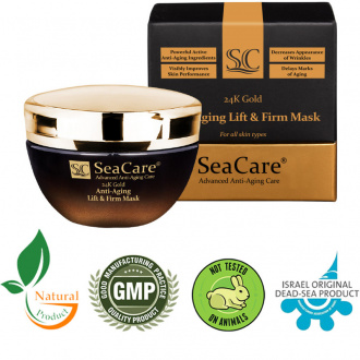 SeaCare, Антивозрастная подтягивающая и повышающая упругость маска с реноваж, золотом и витамином Е, 50 мл 24K Gold