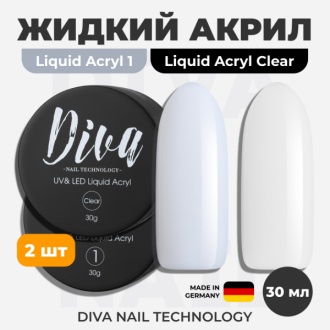 Diva Nail Technology, Набор Liquid Acryl №1, Clear, 30 мл