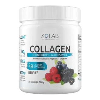 SOLAB, Коллаген с витамином С и хондроитином, лесные ягоды, 180 г (УЦЕНКА)