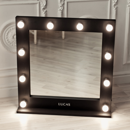 Lucas' Cosmetics, Зеркало для визажиста, 75х75 см, черное