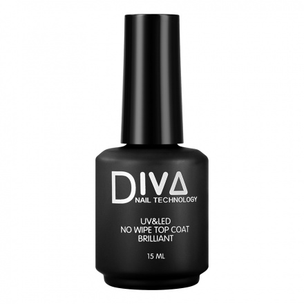 Diva Nail Technology, Топ для гель-лака No Wipe Brilliant, 15 мл