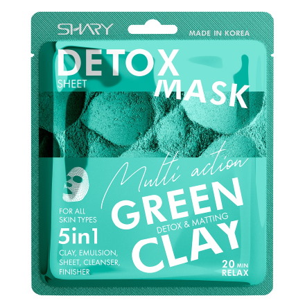 Shary, Маска для лица 5 в 1 Green Clay, 25 г (УЦЕНКА)