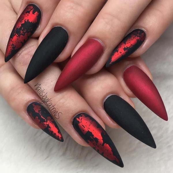 красно черные ногти - фото